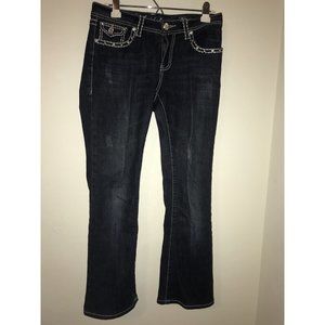 L A Idol Jeans Women Size 9 31x28 Distressed Rhinestone Embroidered Pocket